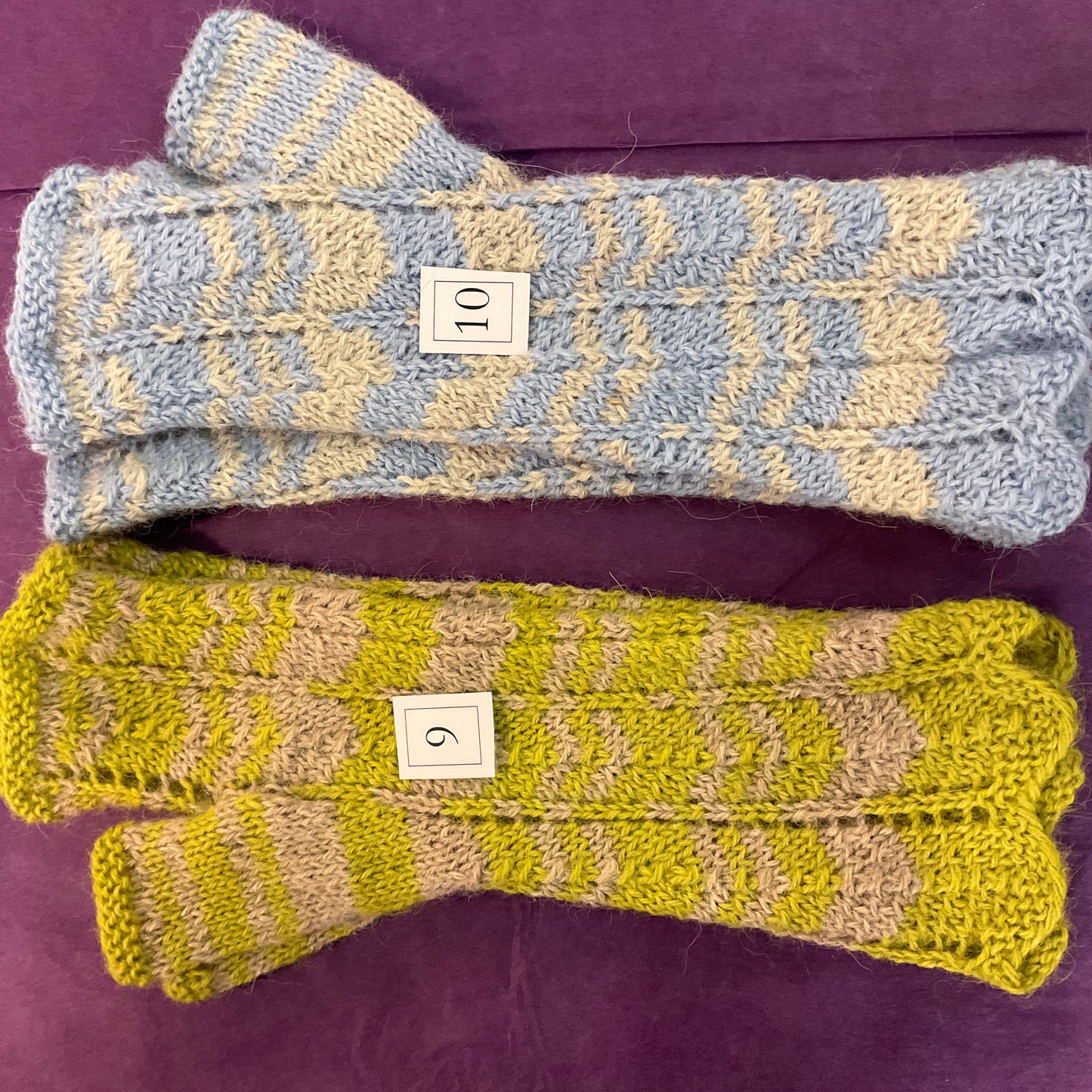 Hand knit Pure Alpaca Charleston’ chevon wrist warmers