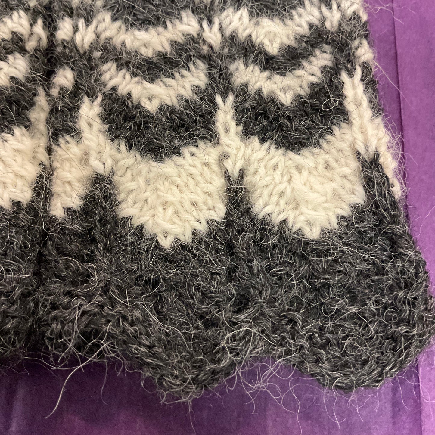 Hand knit Pure Alpaca Charleston’ chevon wrist warmers