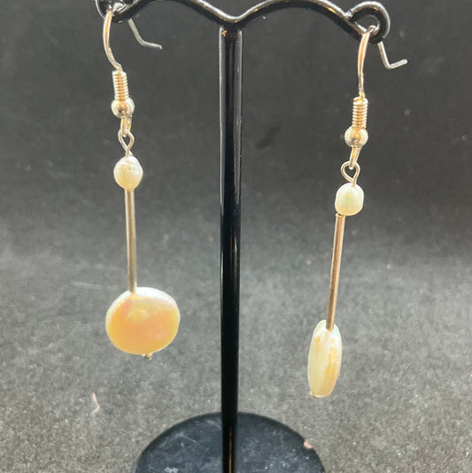 Handmade Silver and Keshi Pearl Drop Earrings