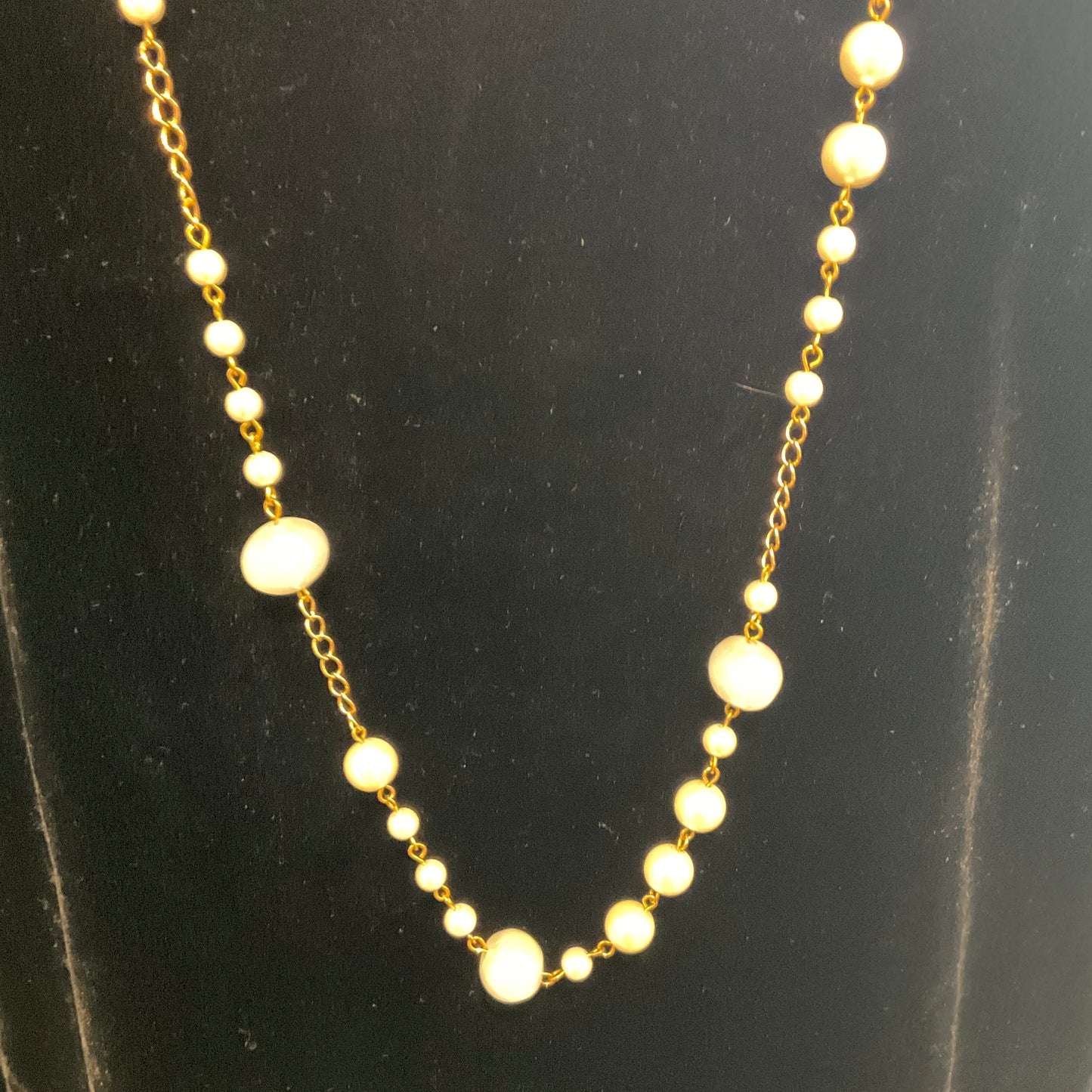 Vintage Butler and Wilson Oversized Long Faux Pearl Milk Glass and Opalite Necklace