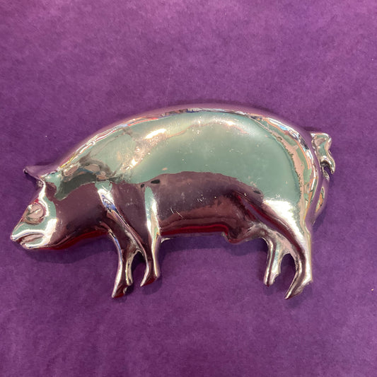 Vintage Butler and Wilson large silver tone/ pewter pig brooch