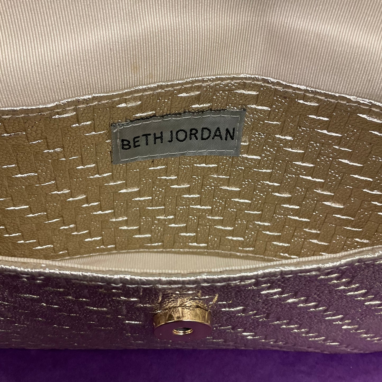 Vintage Gold Textured Faux Leather clutch/shoulder Beth Jordan Evening Bag,
