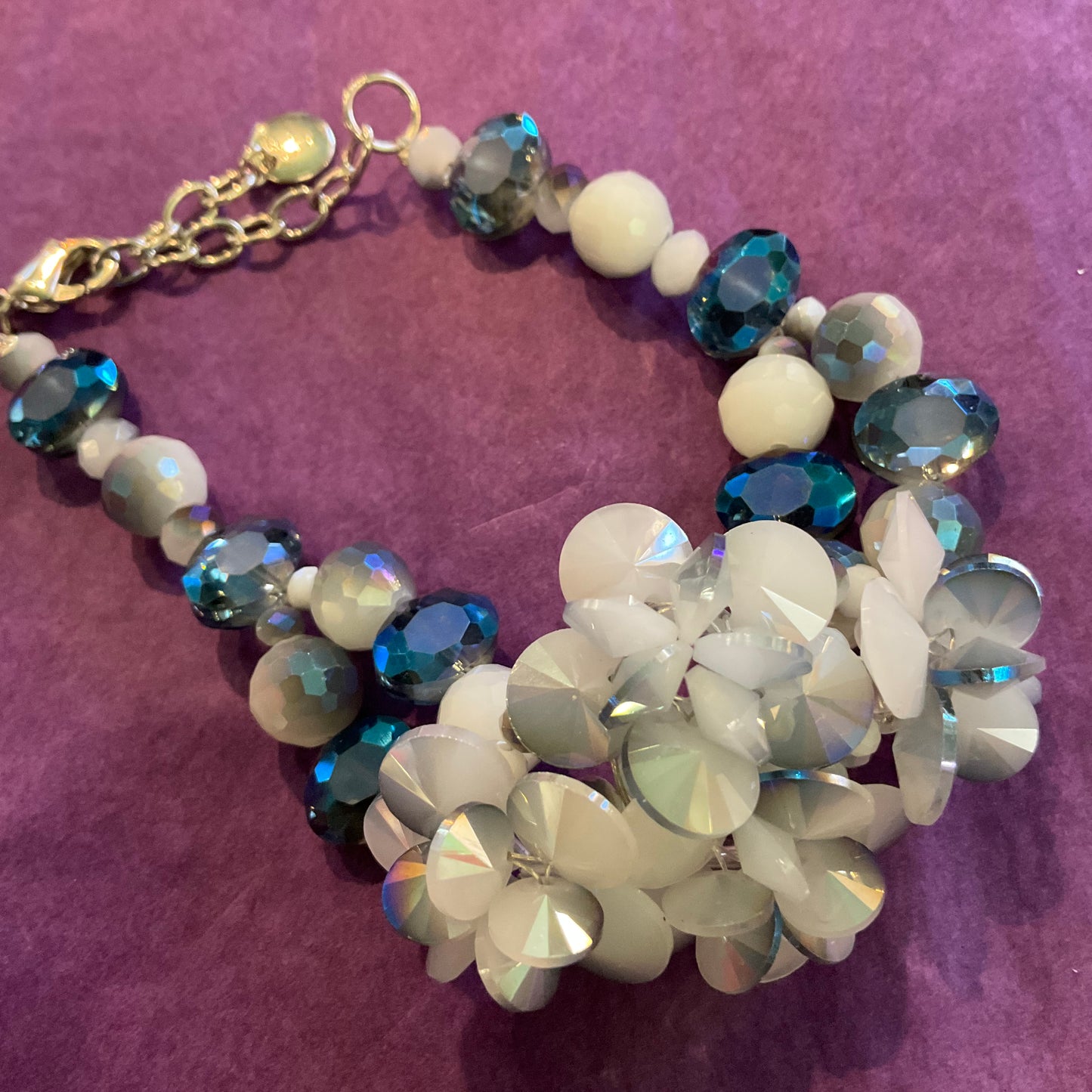 Vintage Butler and Wilson Crystal Beaded Flower Garland Necklace and Bracelet Set