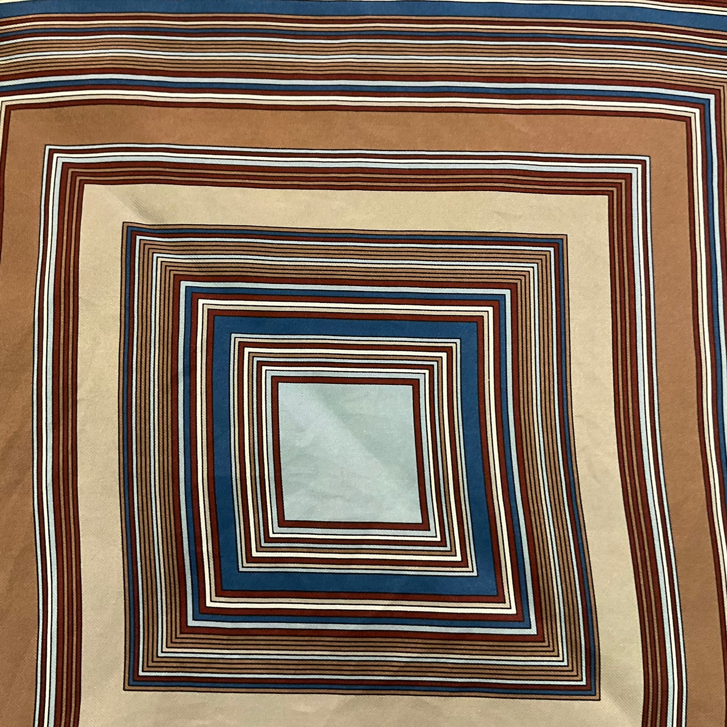 Vintage 1970s LIBERTY Pure Silk Geometric Duck Egg Blue & Browns Pocket Square , Vintage Man, Fathers Day , Gifts for him