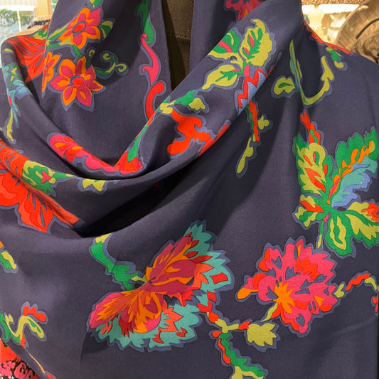 Vintage Liberty of London pure silk floral rectangular scarf, jewel bright colours, birthday, anniversary gift.