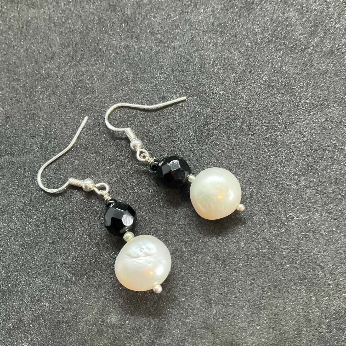 Vintage silver 925 French set of fresh water pearl, drop earrings