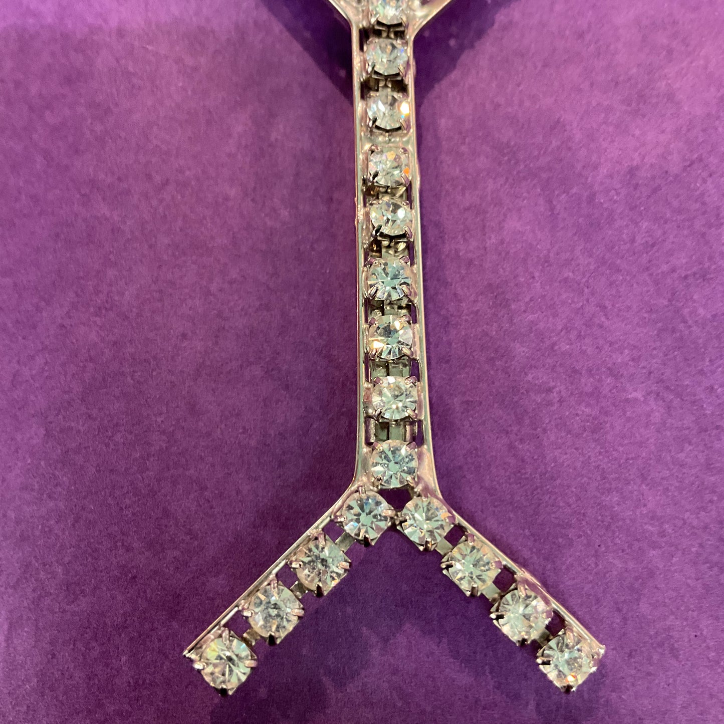 Vintage Large 1980s Rhinestone cocktail Glass Brooch