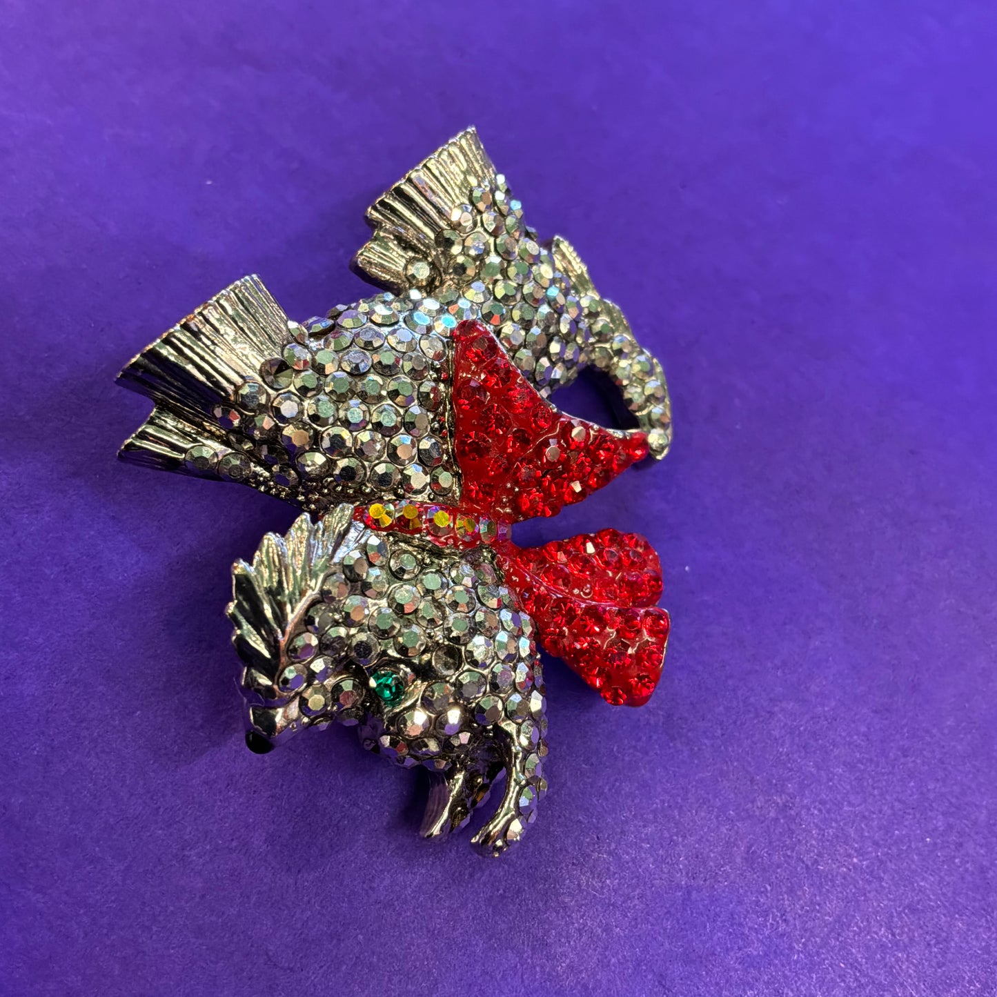 Vintage Butler and Wilson Large Crystal Scottie Dog Brooch, silver tone and crystals, signed