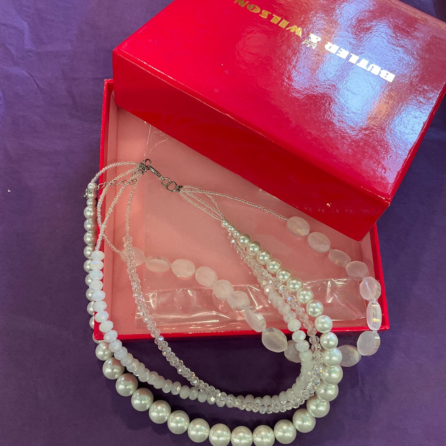 Vintage Butler and Wilson statement Bridal Faux pearl and crystal necklace, wedding, art deco, prom, rarely worn in original box