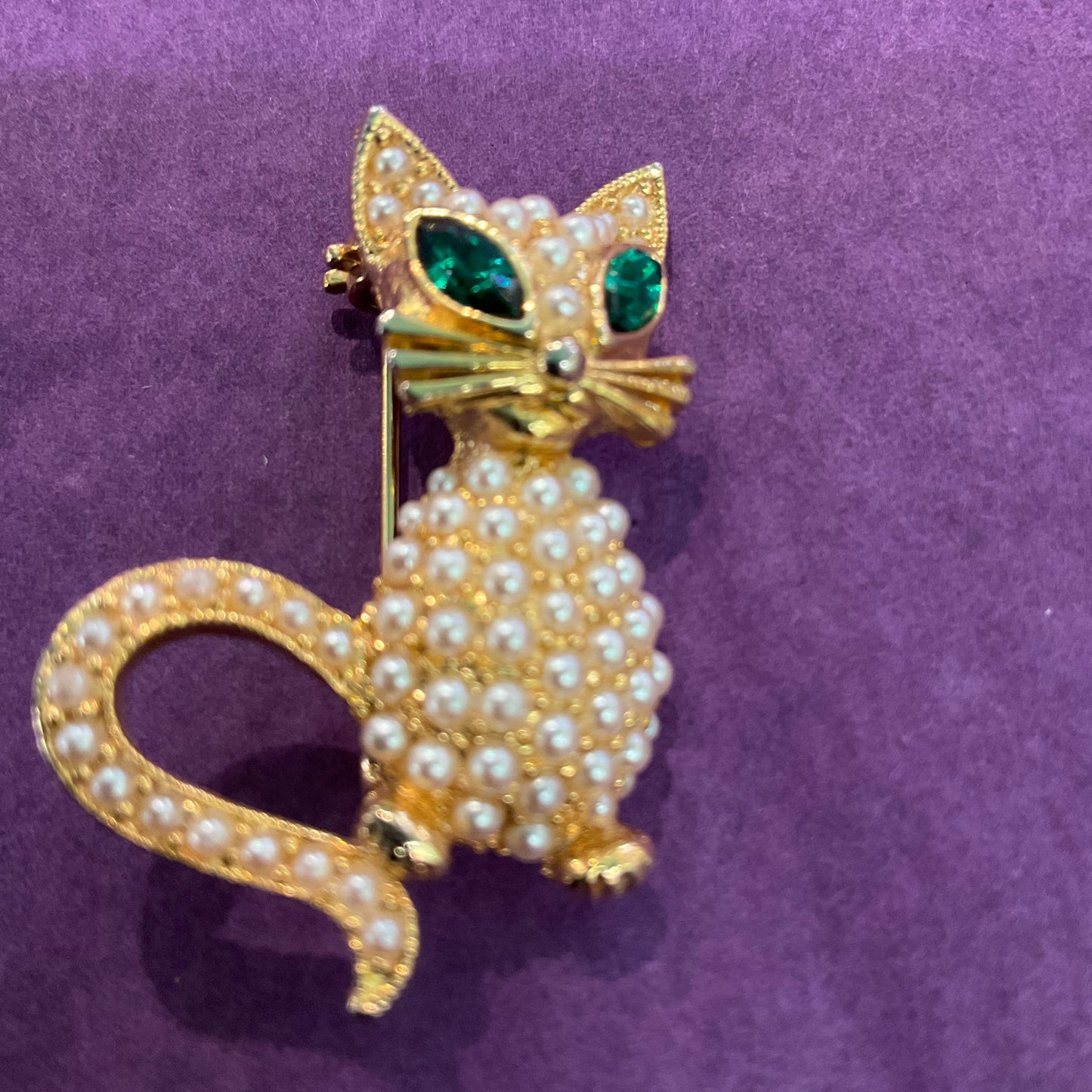 Vintage Butler and Wilson Pearly Cat Brooch