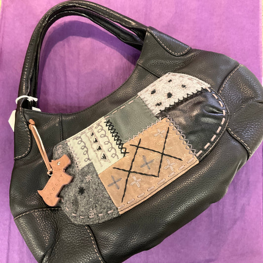 Vintage Soft Leather “ Crazy Patchwork” Black Handbag By RADLEY