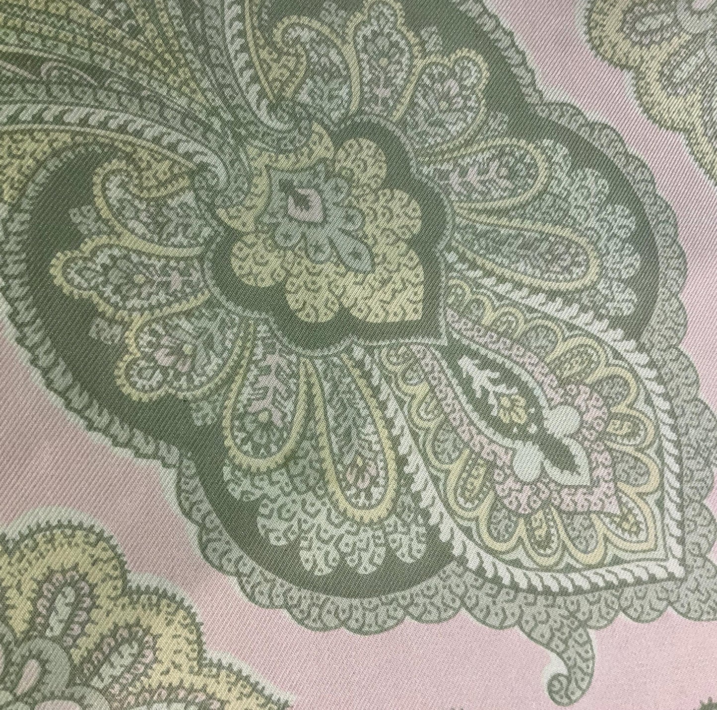 Vintage 1950s/60s liberty of London pure silk pale pink and green Paisley scarf. Made in England.