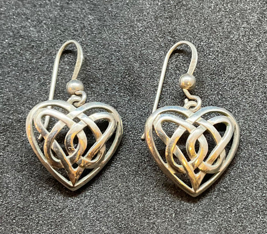 Vintage Silver Celtic Heart Earrings