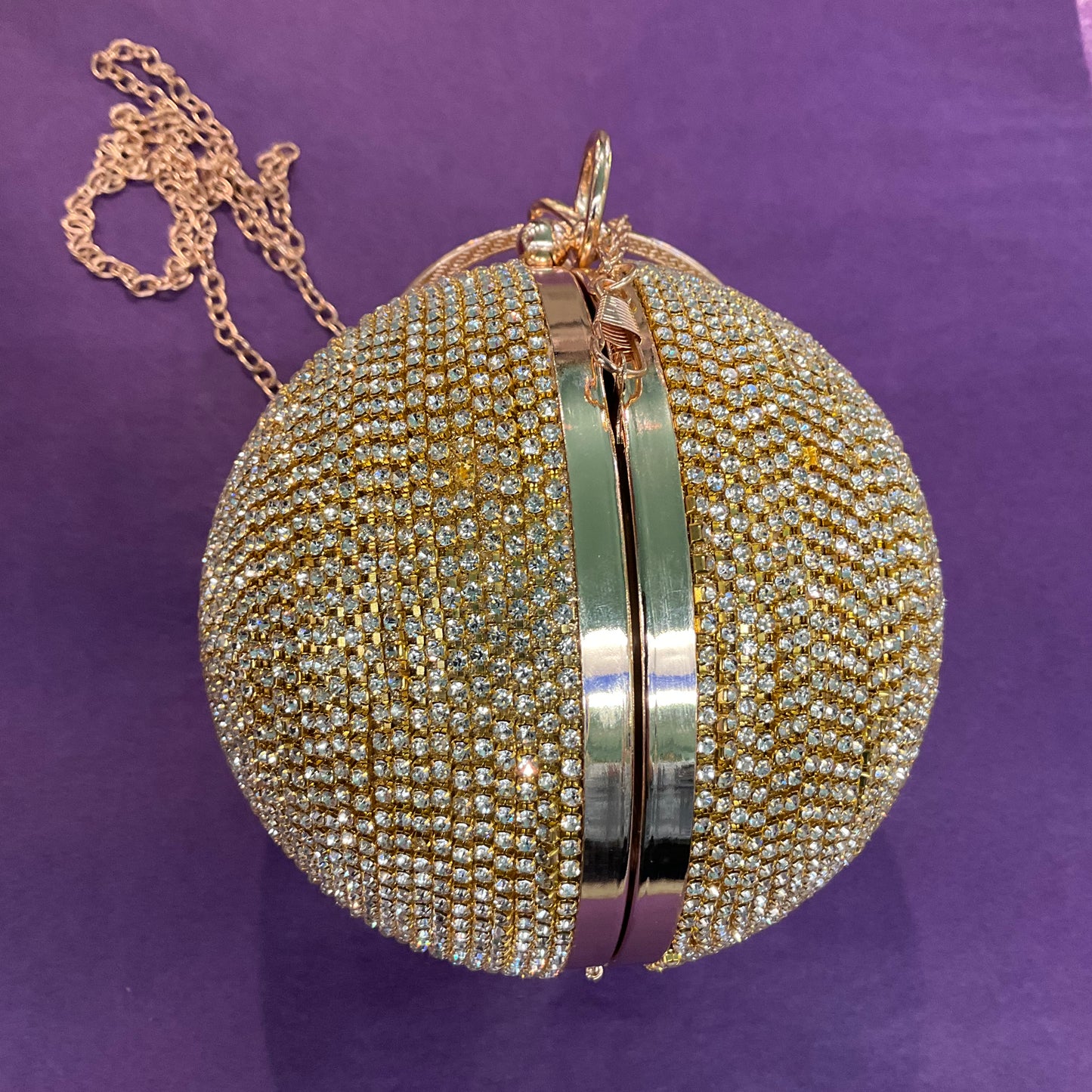 Vintage Gold Glitter ball evening bag, wrist or shoulder strap, wedding, prom, gift for her