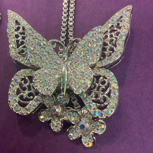 Vintage Butler and Wilson Rhinestone Butterfly Pendant