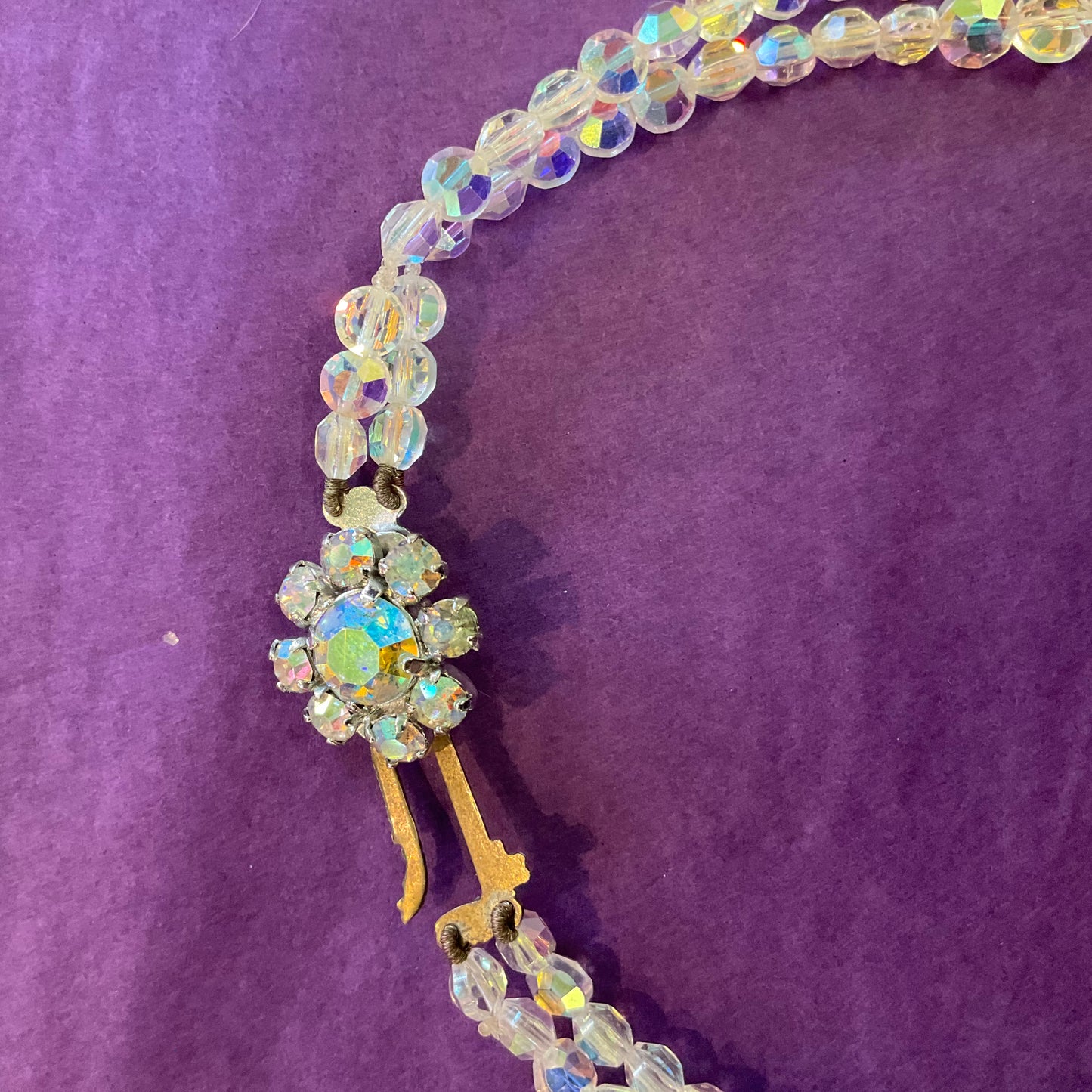 Vintage 1950/60s Earnest Jones rainbow borealis crystal beaded necklace