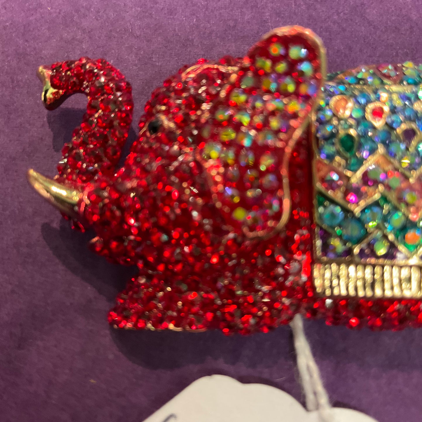 Vintage Butler and Wilson Red Rhinestone Elephant Brooch