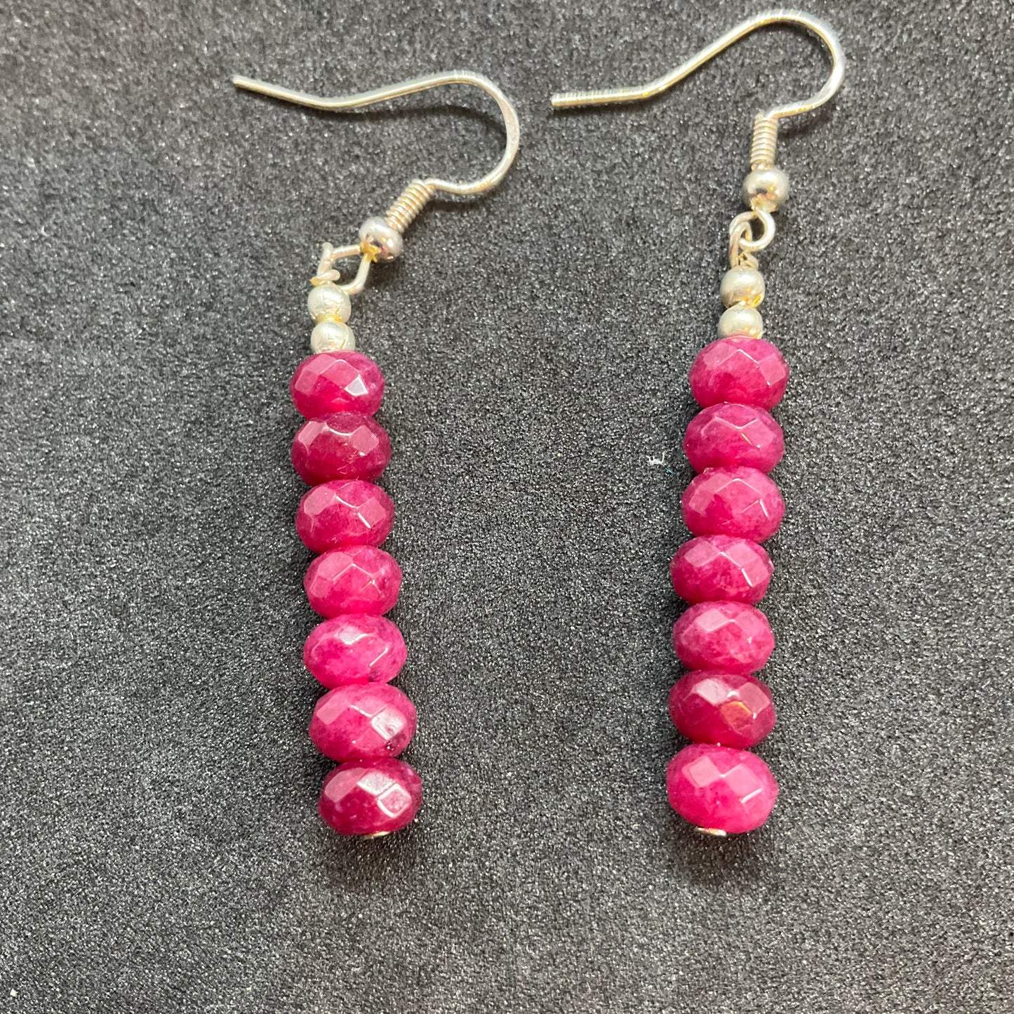 Vintage ruby and 925 silver drop earrings