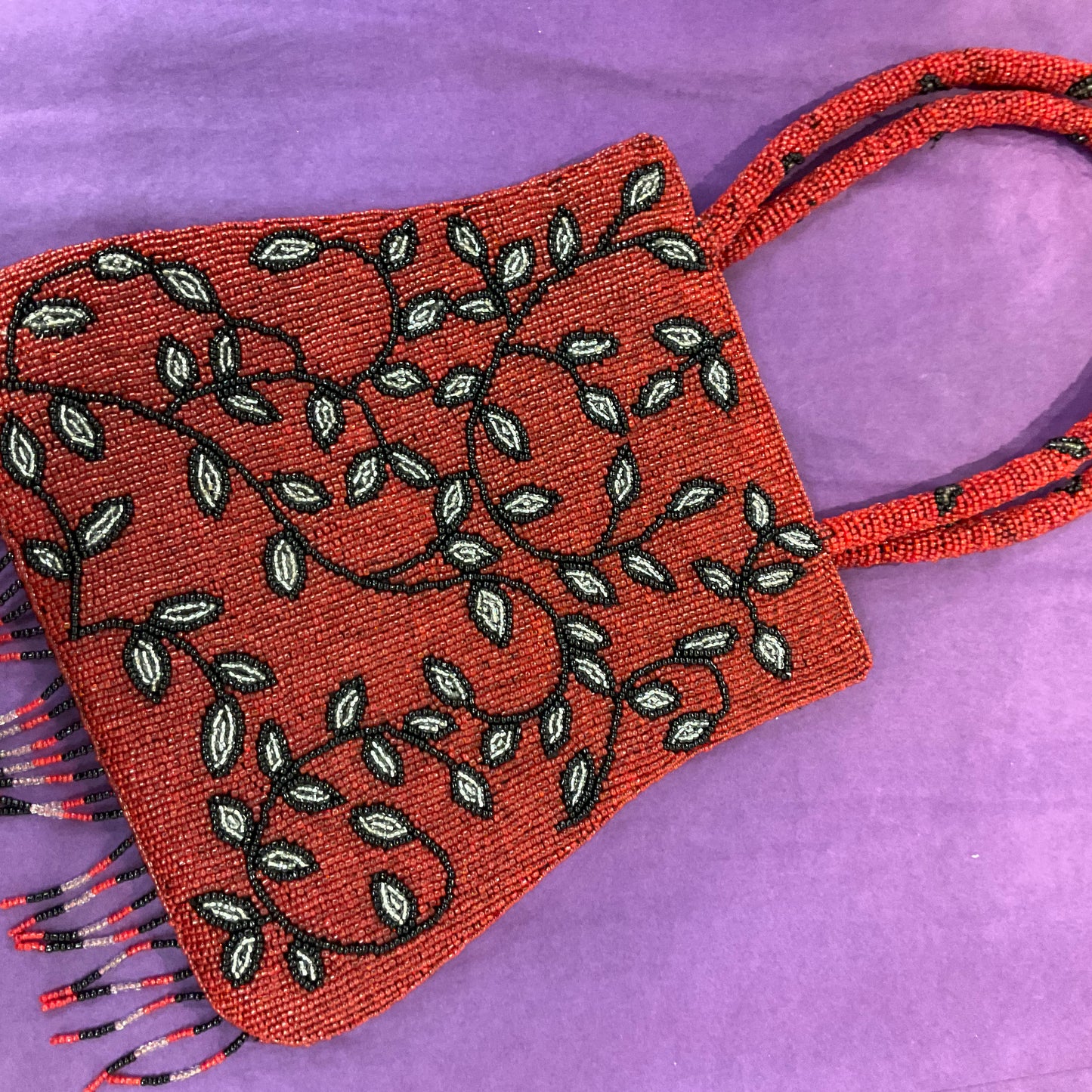 Vintage Beaded Red Art Deco Style Evening Bag By Zumo