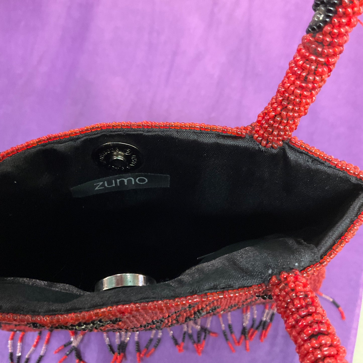 Vintage Beaded Red Art Deco Style Evening Bag By Zumo