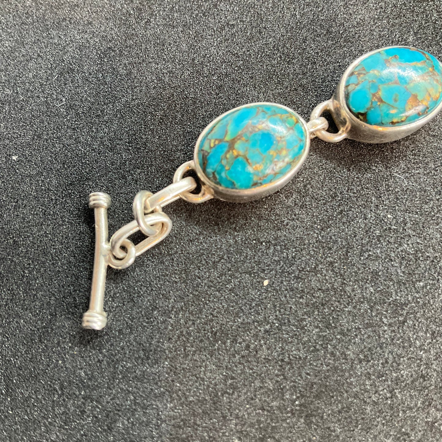 Vintage mojave turquoise and silver panel bracelet, crystal healing, birthday, gifts for her