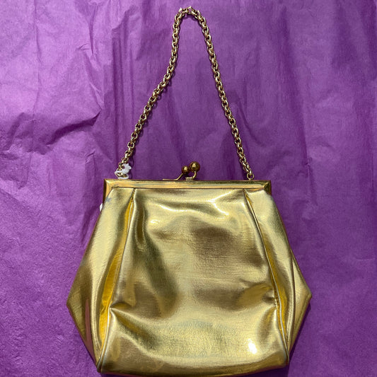 Groovy Gold Faux Leather Cocktail Bag