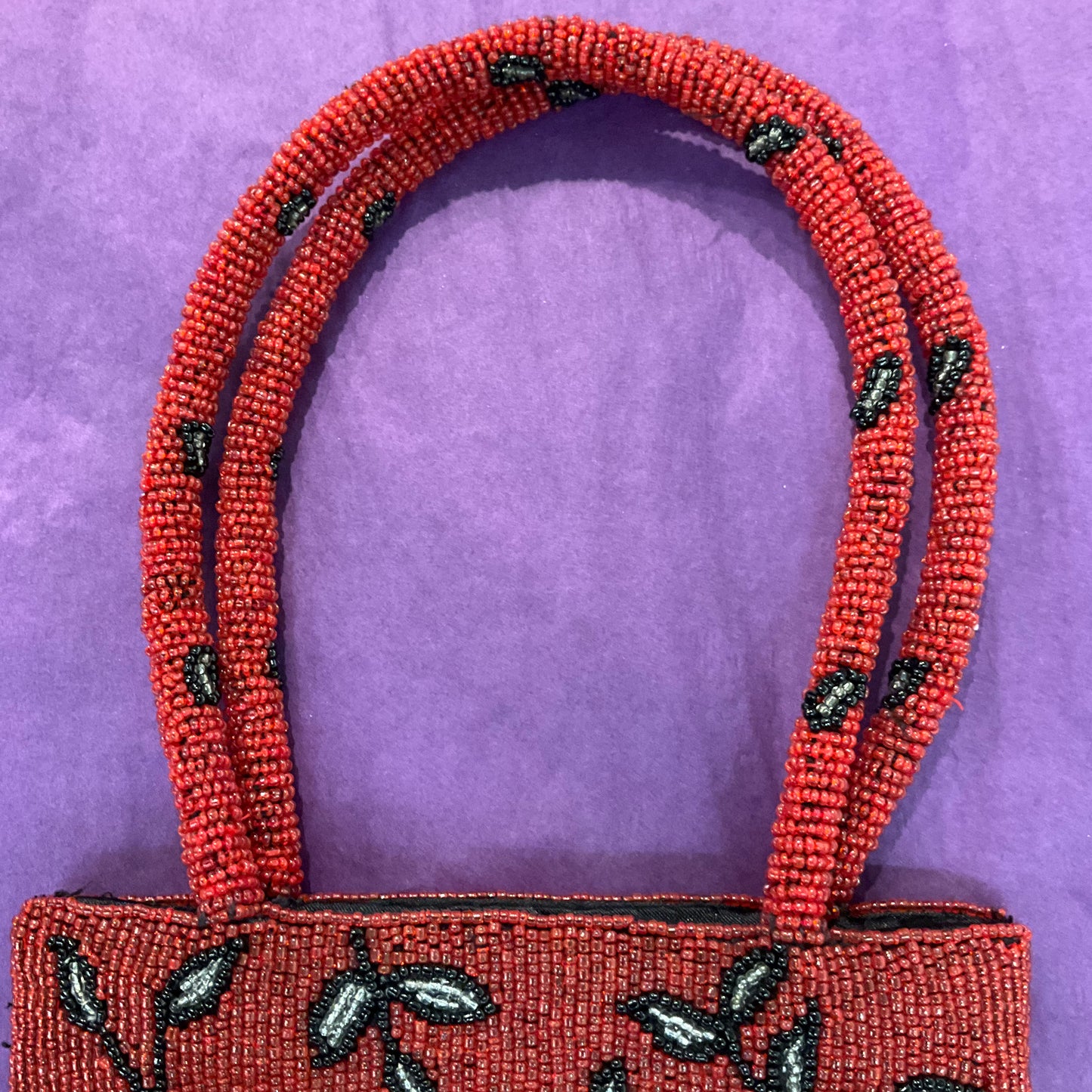 Vintage Beaded Red Art Deco Style Evening Bag By Zumo