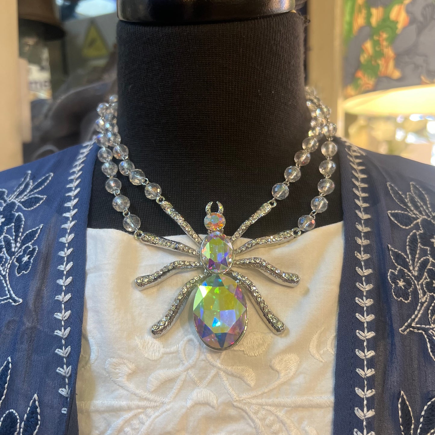 Vintage Butler and Wilson Crystal Spider Necklace - Statement Jewellery