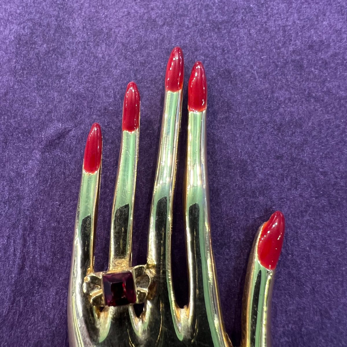 Vintage Butler & Wilson Hand Brooch, Red Enamel and Crystal