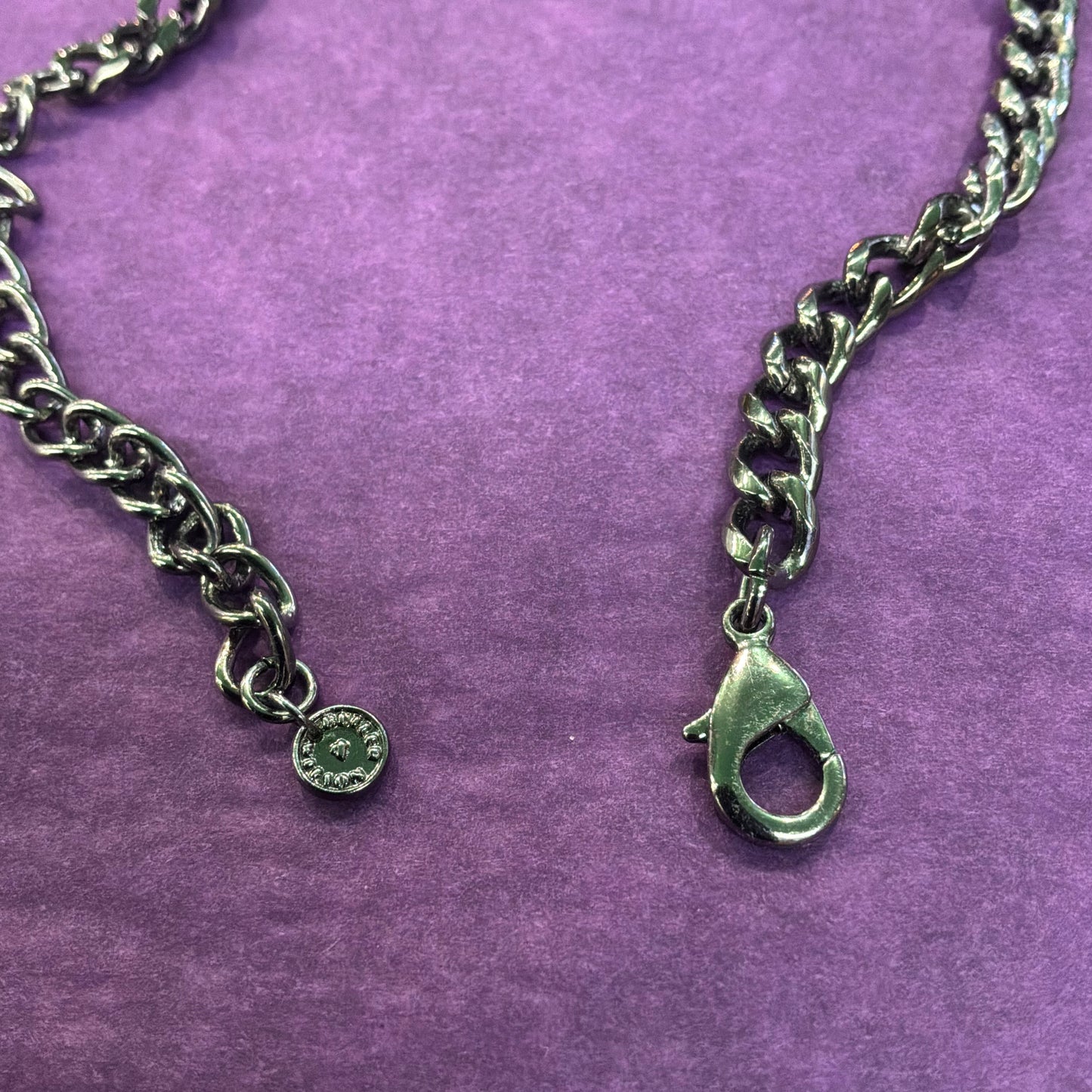 Vintage Butler and Wilson Pewter Tone Skull Waterfall Drop Statement Necklace