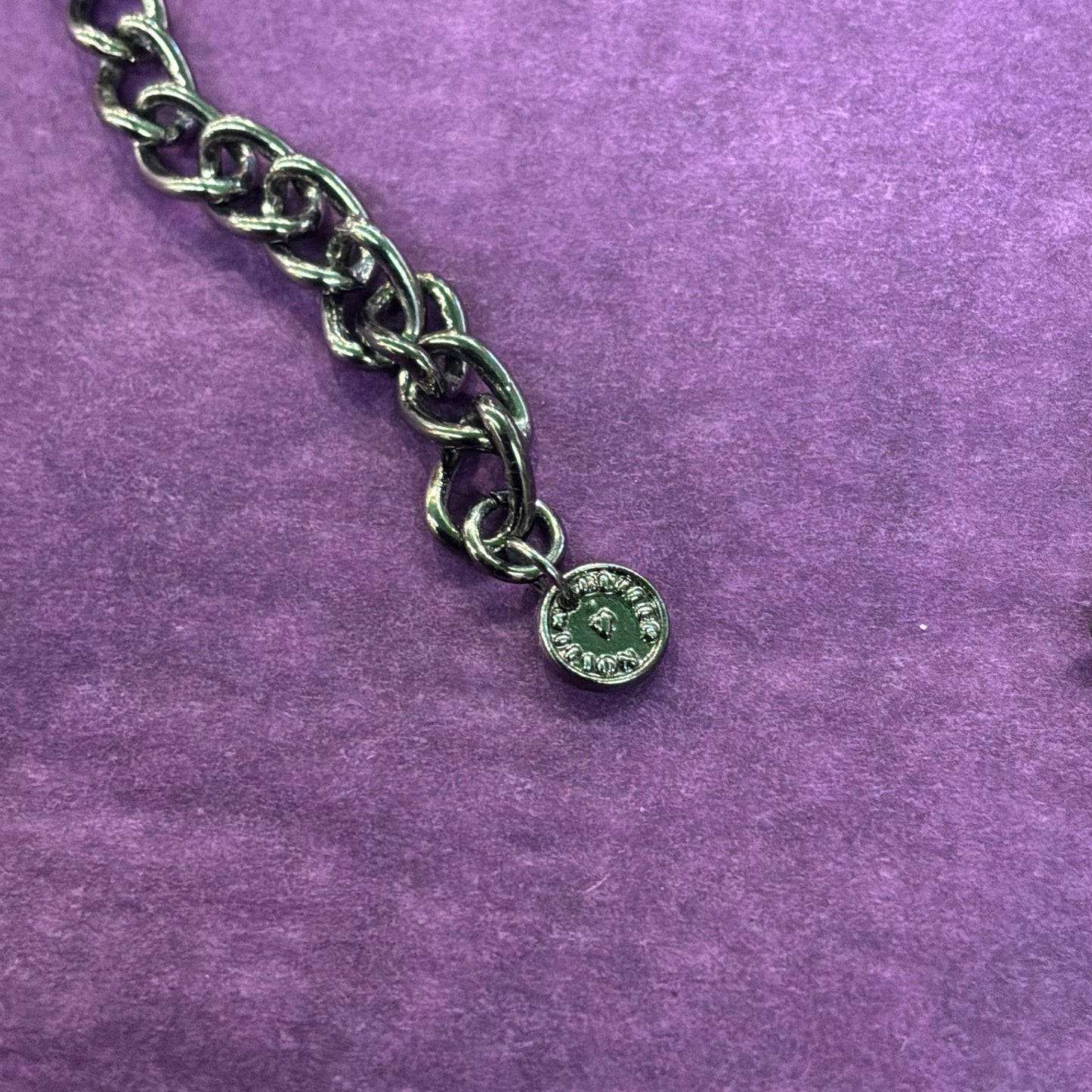 Vintage Butler and Wilson Pewter Tone Skull Waterfall Drop Statement Necklace