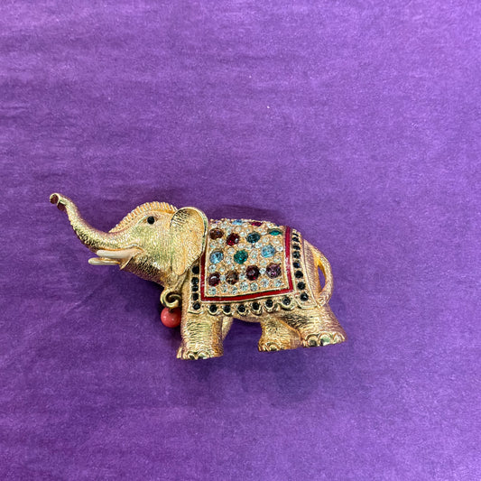 Vintage Butler and Wilson Large Golden Elephant Crystal Brooch
