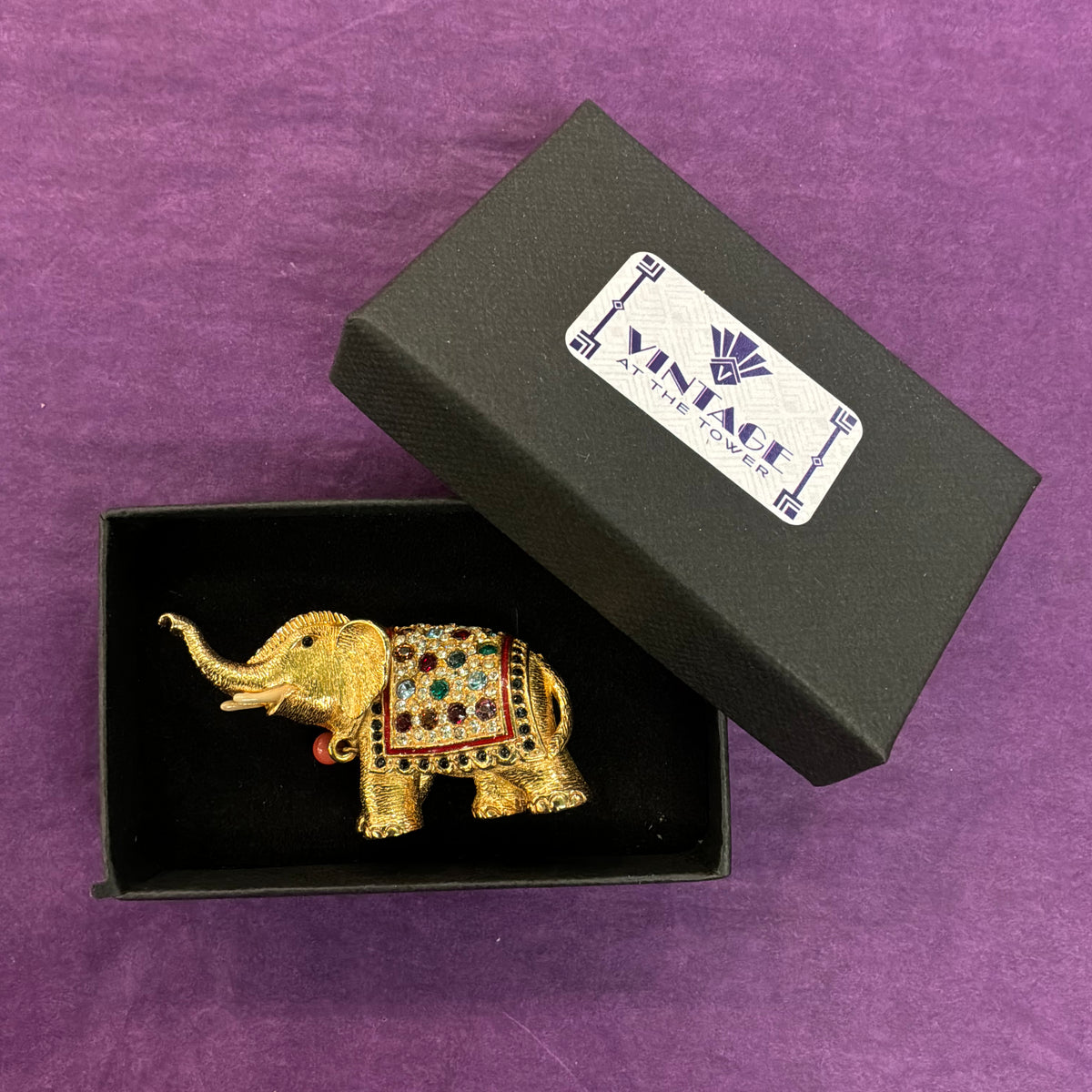 Vintage Butler and Wilson Large Golden Elephant Crystal Brooch