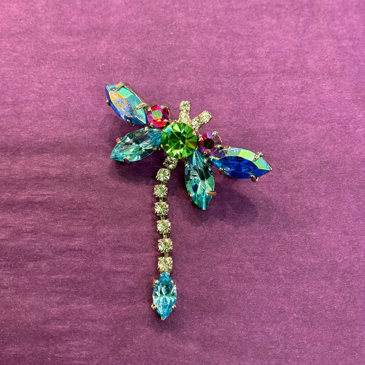 Vintage Butler and Wilson Rainbow Crystal Dragonfly Brooch
