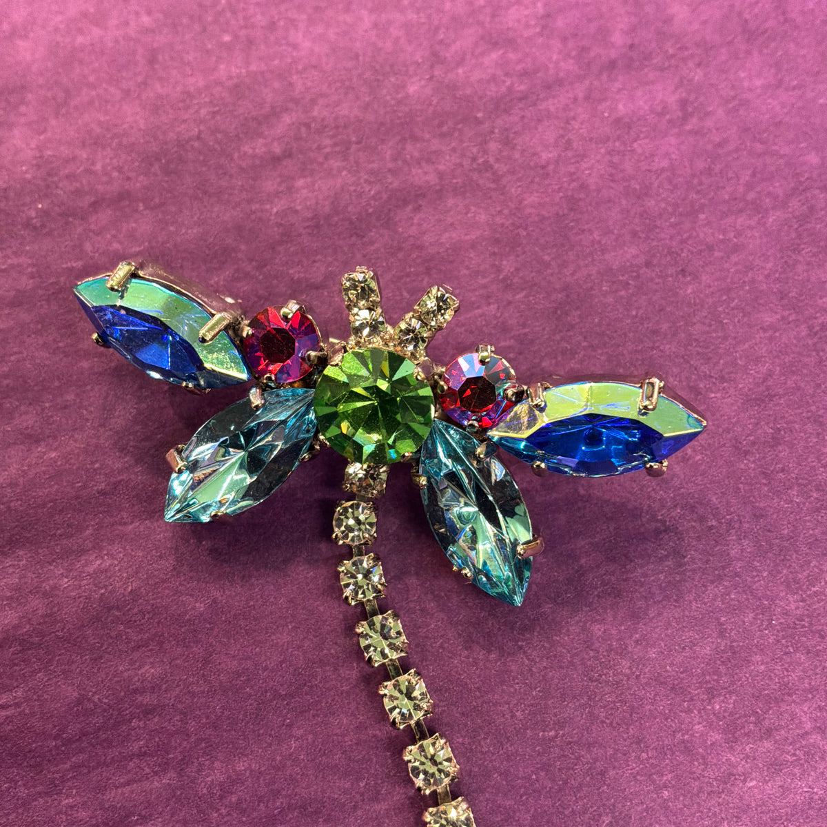 Vintage Butler and Wilson Rainbow Crystal Dragonfly Brooch