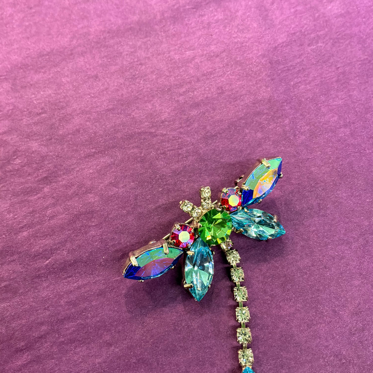 Vintage Butler and Wilson Rainbow Crystal Dragonfly Brooch