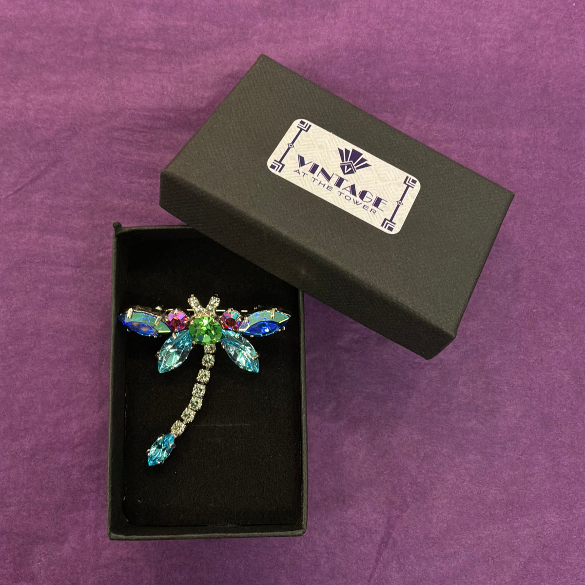 Vintage Butler and Wilson Rainbow Crystal Dragonfly Brooch