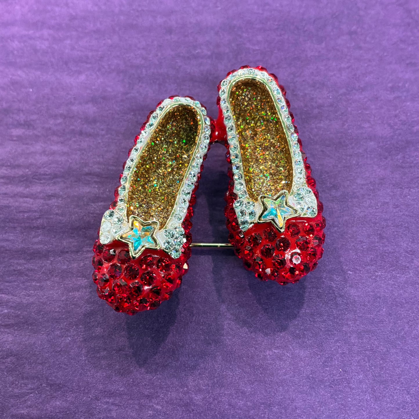 Vintage Butler and Wilson Dorothy Red Slippers Brooch, Crystal and Enamel