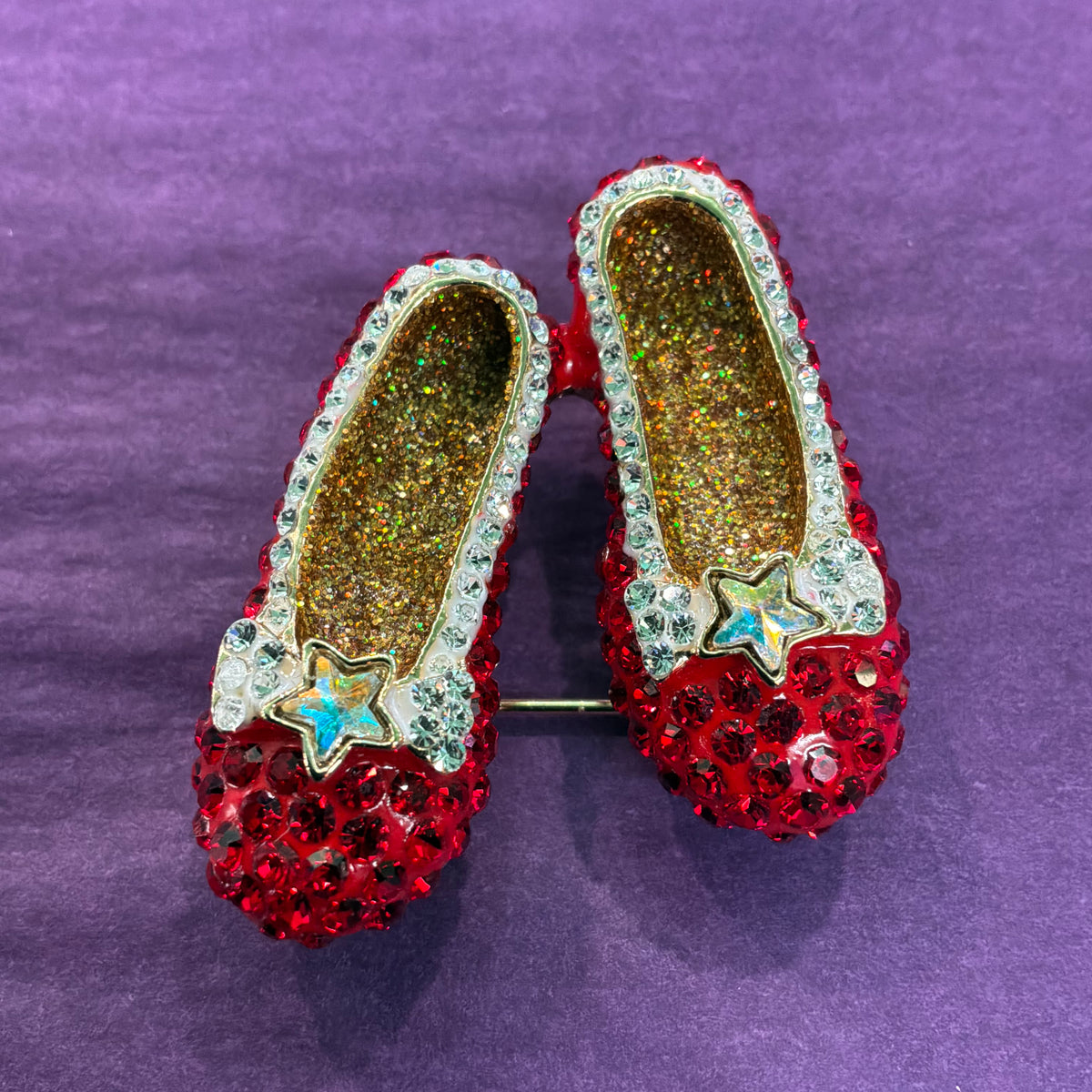 Vintage Butler and Wilson Dorothy Red Slippers Brooch, Crystal and Enamel