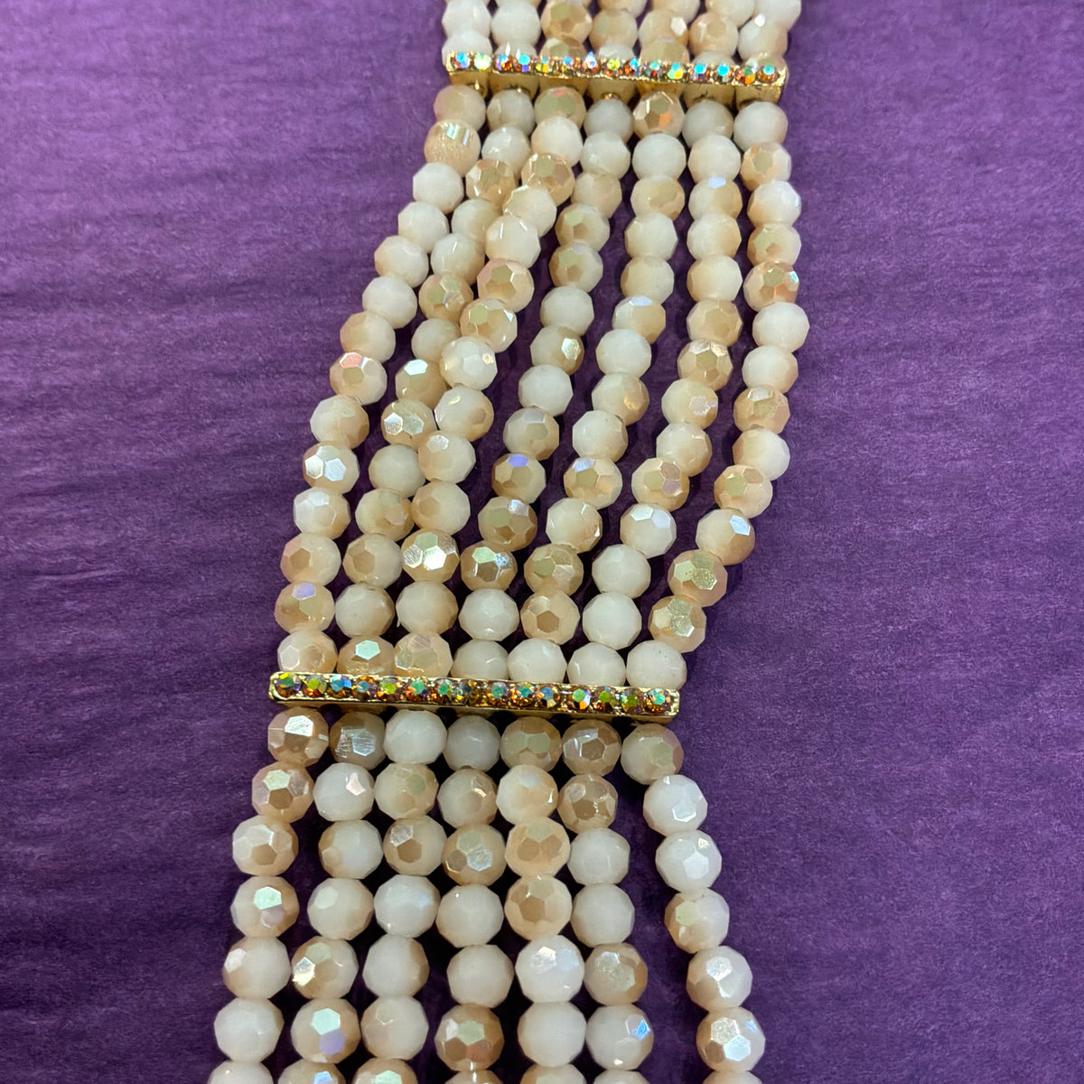 Vintage Butler and Wilson Aurora Borealis Crystal Choker Necklace & Bracelet Set in Gold Tone