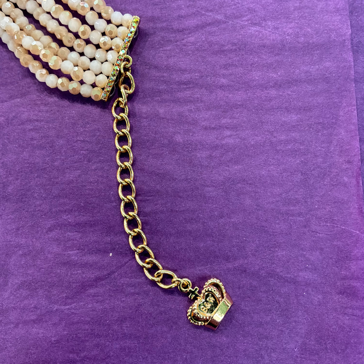 Vintage Butler and Wilson Aurora Borealis Crystal Choker Necklace & Bracelet Set in Gold Tone