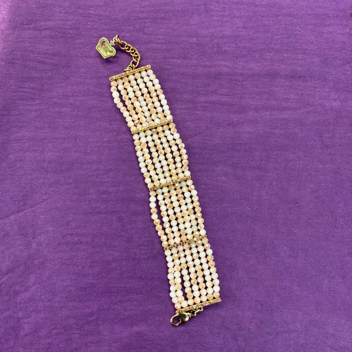 Vintage Butler and Wilson Aurora Borealis Crystal Choker Necklace & Bracelet Set in Gold Tone