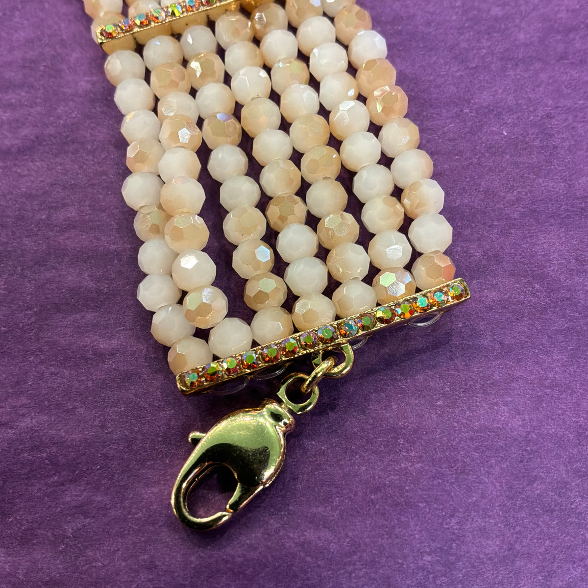 Vintage Butler and Wilson Aurora Borealis Crystal Choker Necklace & Bracelet Set in Gold Tone