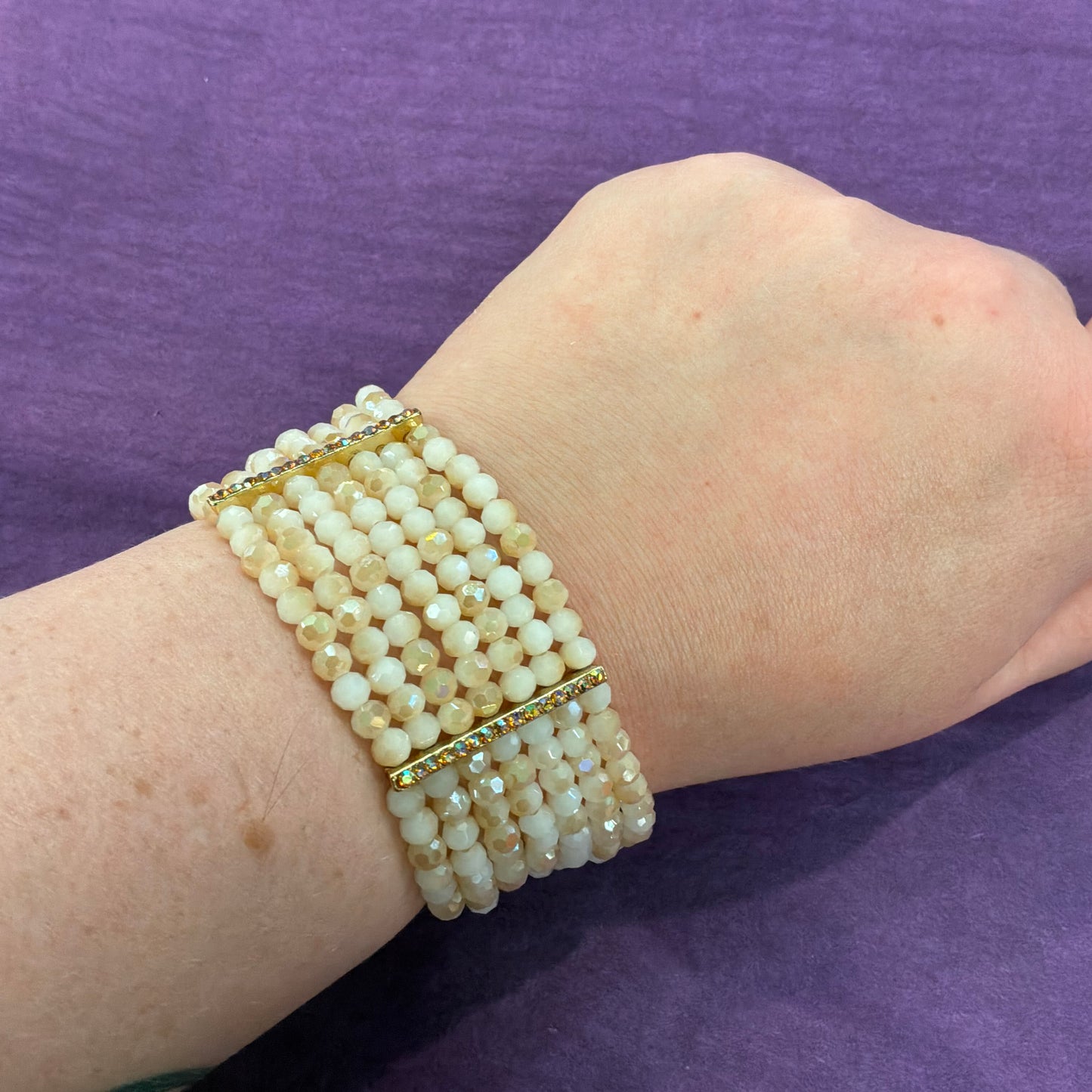 Vintage Butler and Wilson Aurora Borealis Crystal Choker Necklace & Bracelet Set in Gold Tone