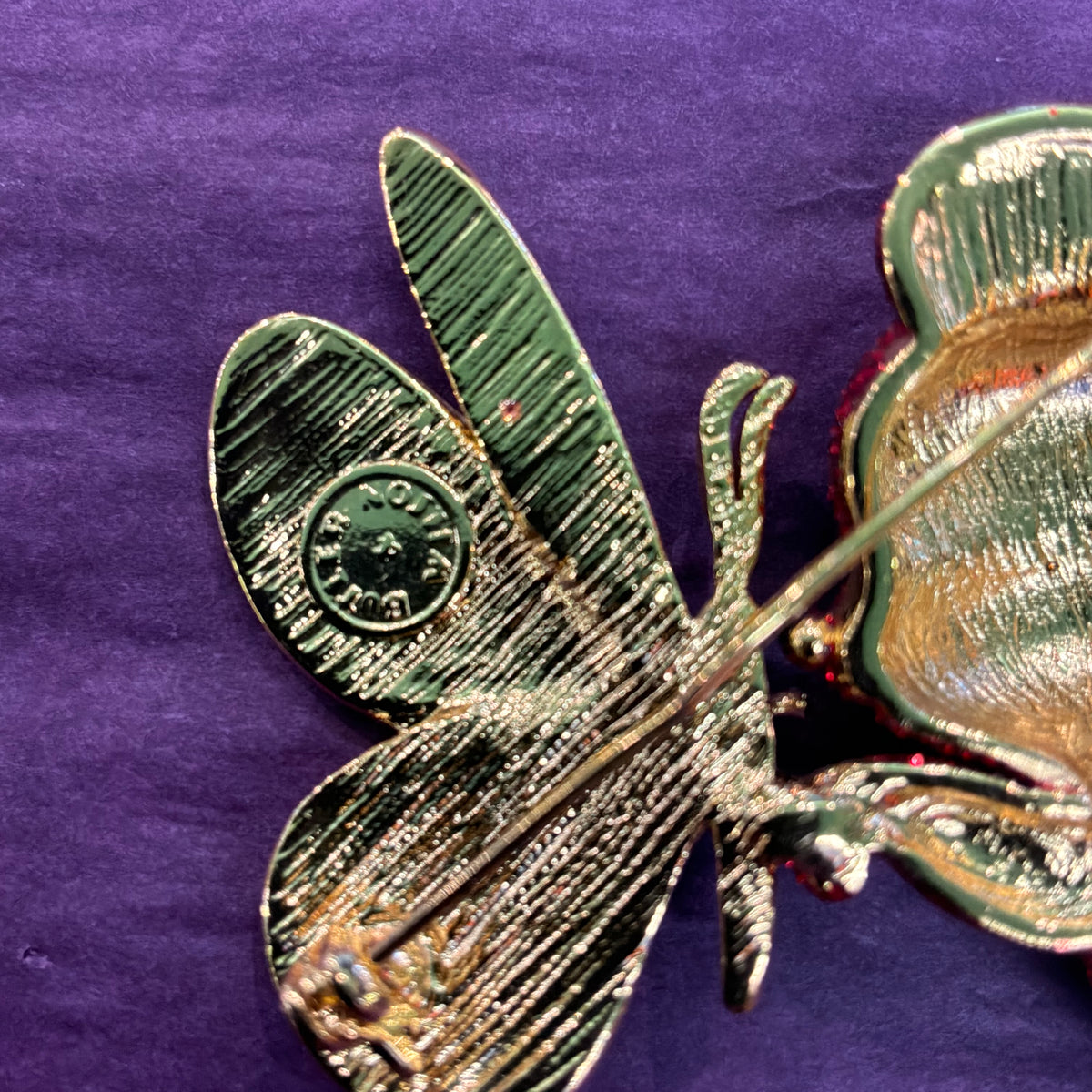 Vintage Butler and Wilson Mouse and Butterfly Large Brooch in Glitter Enamel