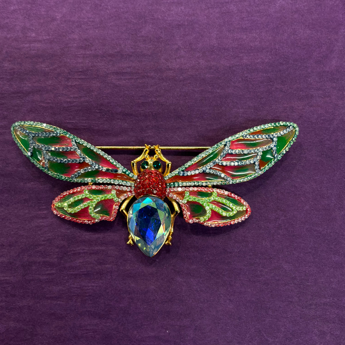 Vintage Butler and Wilson Crystal and Enamel Moth Brooch
