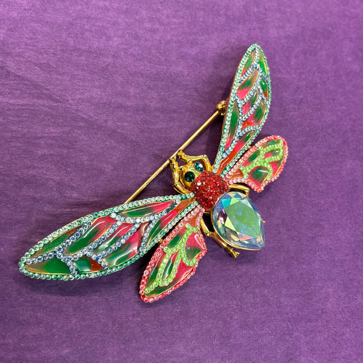 Vintage Butler and Wilson Crystal and Enamel Moth Brooch
