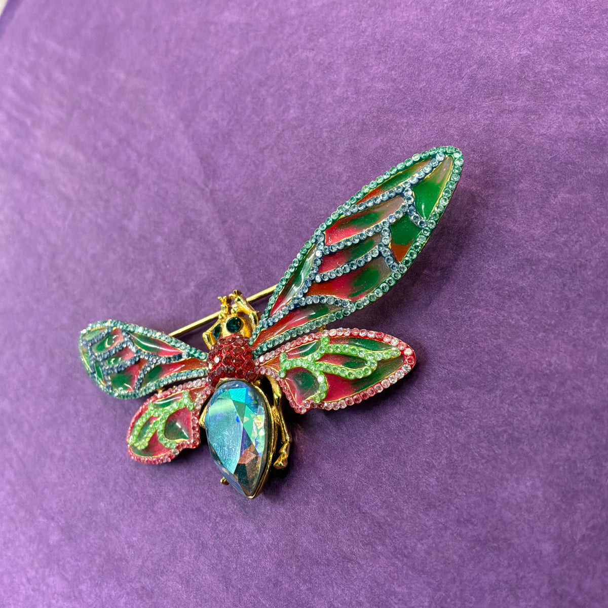Vintage Butler and Wilson Crystal and Enamel Moth Brooch