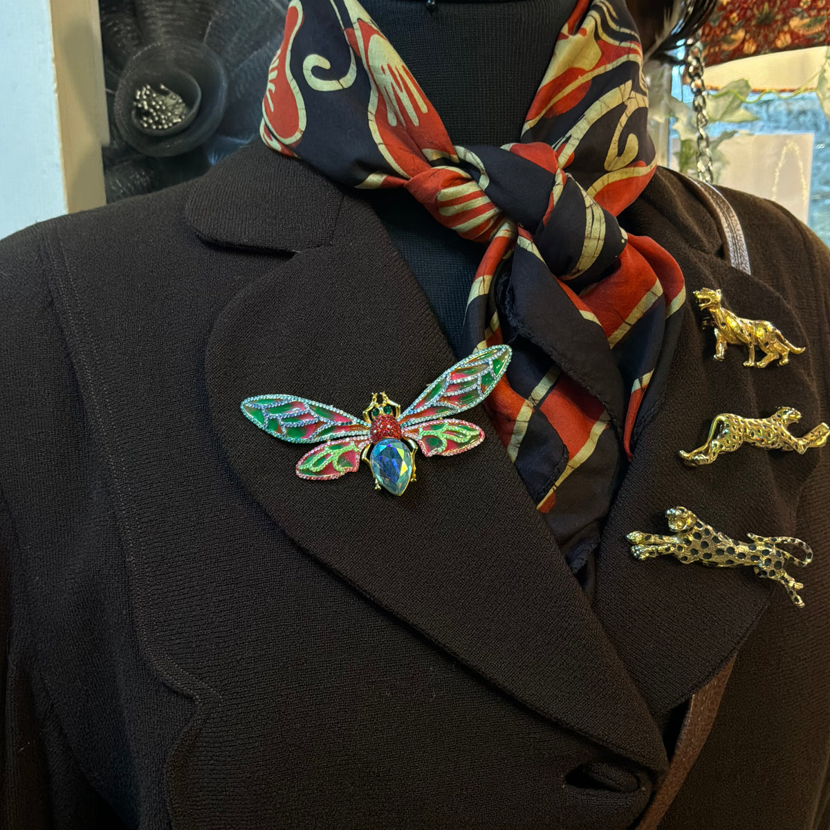 Vintage Butler and Wilson Crystal and Enamel Moth Brooch
