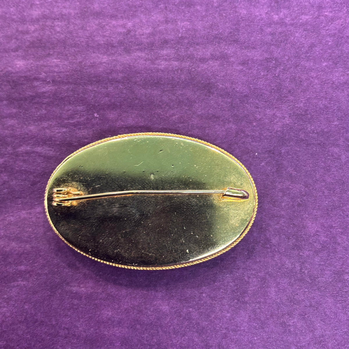 Vintage Italian Micro Mosaic Floral Oval Brooch, Mid Century Brass, Glass